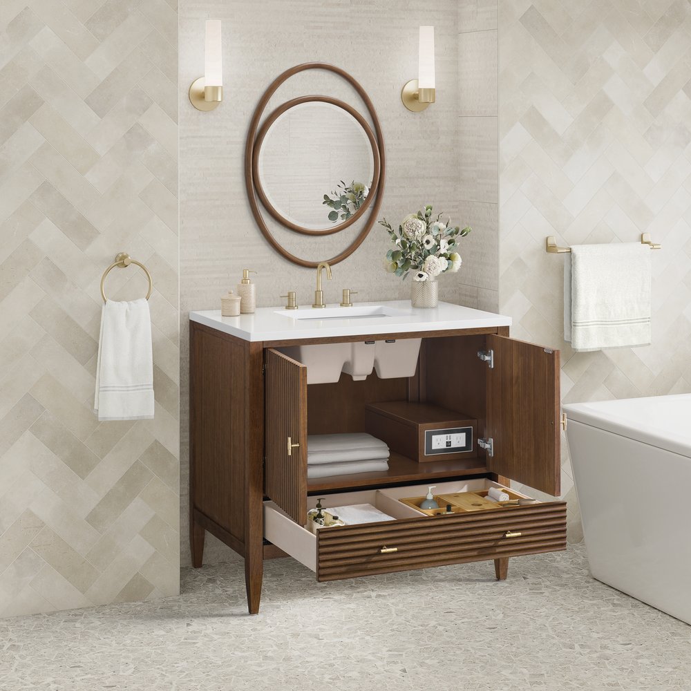 James Martin - Myrrin 36" Vanity, Mid Century Walnut - 485-V36-WLT view 5