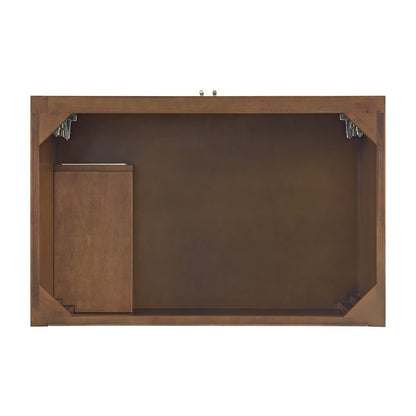 James Martin - Myrrin 36" Vanity, Mid Century Walnut w/ 3 CM Carrara White Marble Top - 485-V36-WLT-3CAR view 6