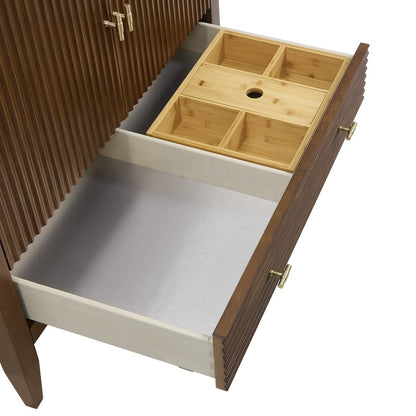 James Martin - Myrrin 36" Vanity, Mid Century Walnut w/ 3 CM Carrara White Marble Top - 485-V36-WLT-3CAR view 13
