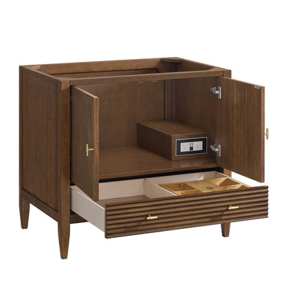 James Martin - Myrrin 36" Vanity, Mid Century Walnut w/ 3 CM Charcoal Soapstone Silestone Top - 485-V36-WLT-3CSP view 4