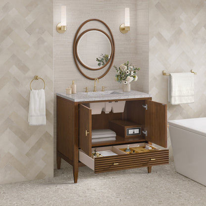 James Martin - Myrrin 36" Vanity, Mid Century Walnut w/ 3 CM Eternal Jasmine Pearl Silestone Top - 485-V36-WLT-3EJP view 5