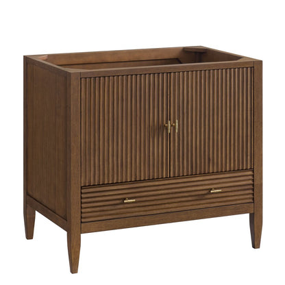 James Martin - Myrrin 36" Vanity, Mid Century Walnut w/ 3 CM Lime Delight Silestone Top - 485-V36-WLT-3LDL view 2