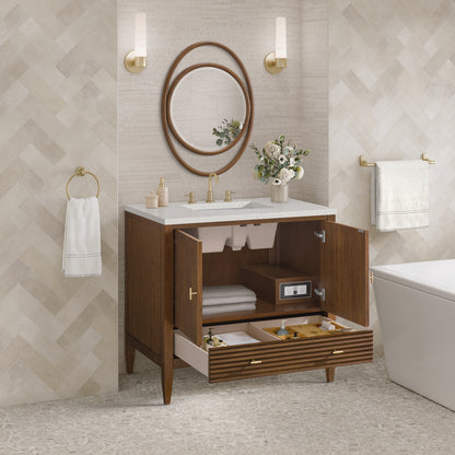 James Martin - Myrrin 36" Vanity, Mid Century Walnut w/ 3 CM Lime Delight Silestone Top - 485-V36-WLT-3LDL view 5