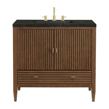 James Martin - Myrrin 36" Vanity, Mid Century Walnut, w/ 3 CM Phantome Eclos Top - 485-V36-WLT-3PHT view 1