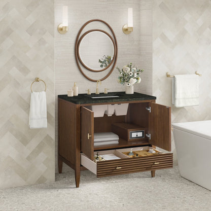 James Martin - Myrrin 36" Vanity, Mid Century Walnut, w/ 3 CM Phantome Eclos Top - 485-V36-WLT-3PHT view 5