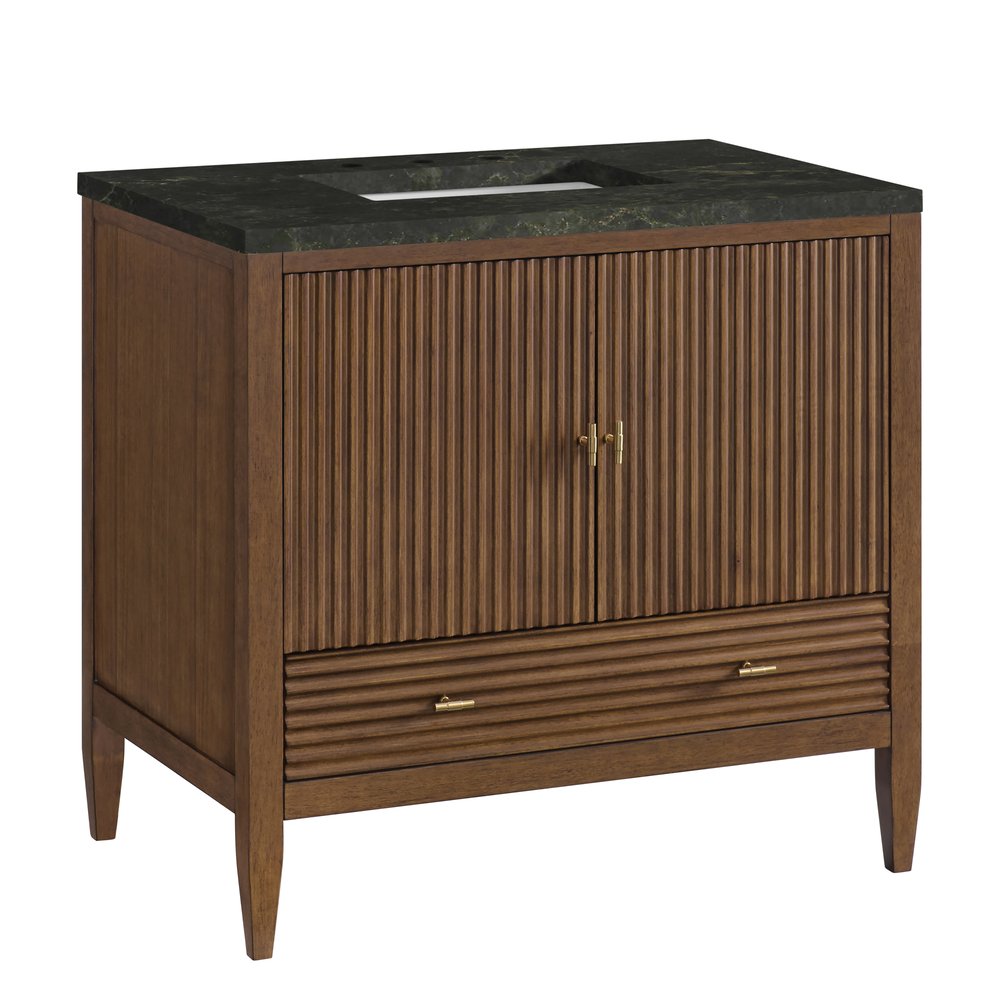 James Martin - Myrrin 36" Vanity, Mid Century Walnut, w/ 3 CM Phantome Eclos Top - 485-V36-WLT-3PHT view 10