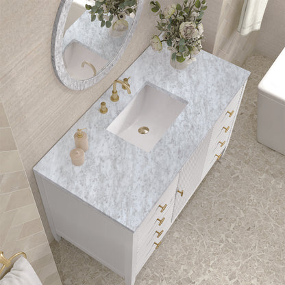 James Martin - Myrrin 48" Single Vanity, Bright White w/ 3 CM Carrara White Marble Top - 485-V48-BW-3CAR view 7