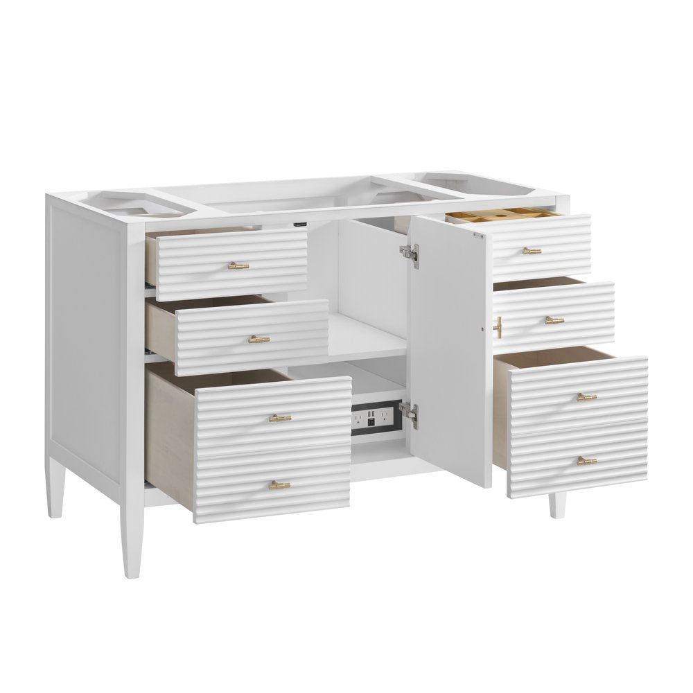 James Martin - Myrrin 48" Single Vanity, Bright White w/ 3 CM Carrara White Marble Top - 485-V48-BW-3CAR view 8