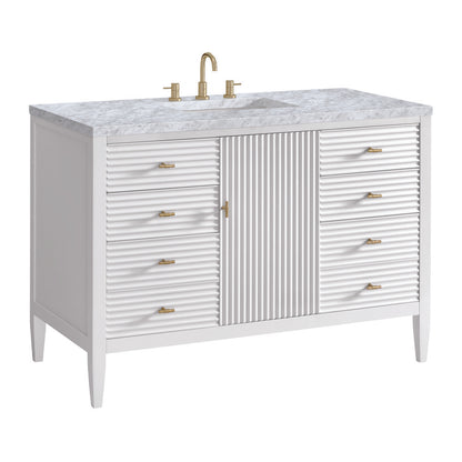 James Martin - Myrrin 48" Single Vanity, Bright White w/ 3 CM Carrara White Marble Top - 485-V48-BW-3CAR view 10