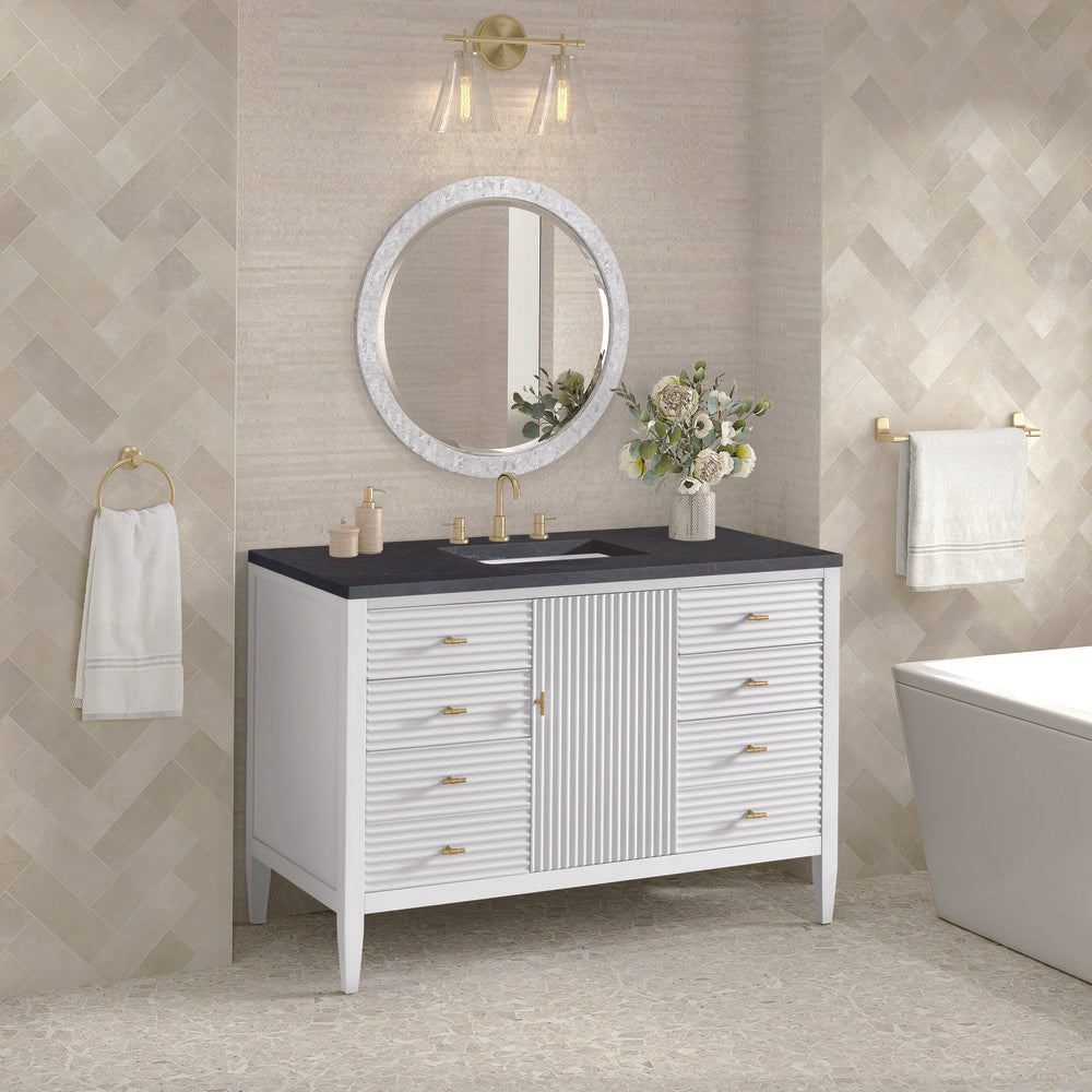 James Martin - Myrrin 48" Single Vanity, Bright White w/ 3 CM Charcoal Soapstone Silestone Top - 485-V48-BW-3CSP view 4