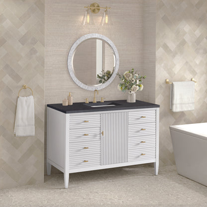 James Martin - Myrrin 48" Single Vanity, Bright White w/ 3 CM Charcoal Soapstone Silestone Top - 485-V48-BW-3CSP view 4