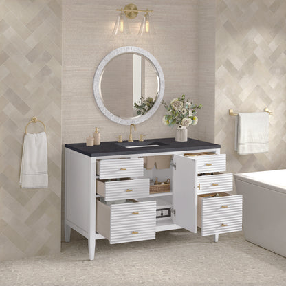 James Martin - Myrrin 48" Single Vanity, Bright White w/ 3 CM Charcoal Soapstone Silestone Top - 485-V48-BW-3CSP view 5