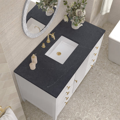James Martin - Myrrin 48" Single Vanity, Bright White w/ 3 CM Charcoal Soapstone Silestone Top - 485-V48-BW-3CSP view 7