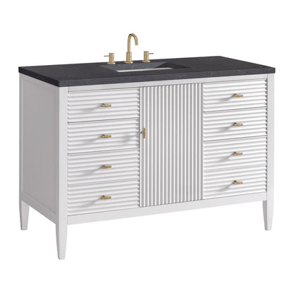 James Martin - Myrrin 48" Single Vanity, Bright White w/ 3 CM Charcoal Soapstone Silestone Top - 485-V48-BW-3CSP view 10