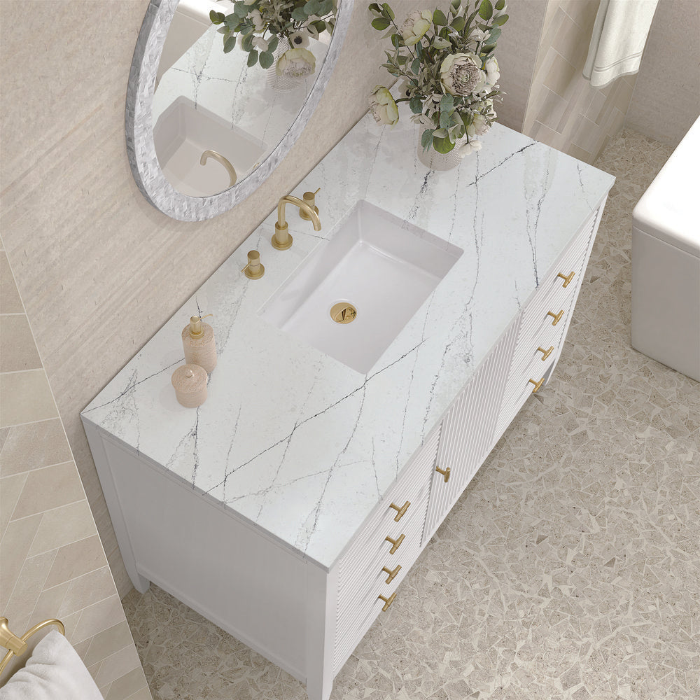 James Martin - Myrrin 48" Single Vanity, Bright White w/ 3 CM Ethereal Noctis Silestone Top - 485-V48-BW-3ENC view 7