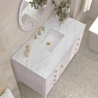 James Martin - Myrrin 48" Single Vanity, Bright White w/ 3 CM Ethereal Noctis Silestone Top - 485-V48-BW-3ENC view 7