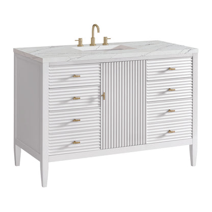 James Martin - Myrrin 48" Single Vanity, Bright White w/ 3 CM Ethereal Noctis Silestone Top - 485-V48-BW-3ENC view 10