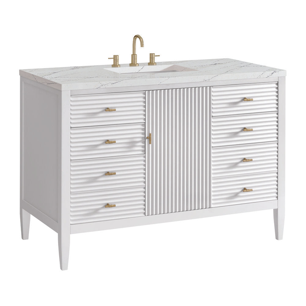 James Martin - Myrrin 48" Single Vanity, Bright White w/ 3 CM Ethereal Noctis Silestone Top w/FreePower Wireless Charger - 485-V48-BW-FENC view 11