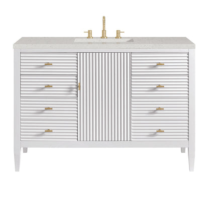 James Martin - Myrrin 48" Single Vanity, Bright White w/ 3 CM Lime Delight Silestone Top - 485-V48-BW-3LDL view 1