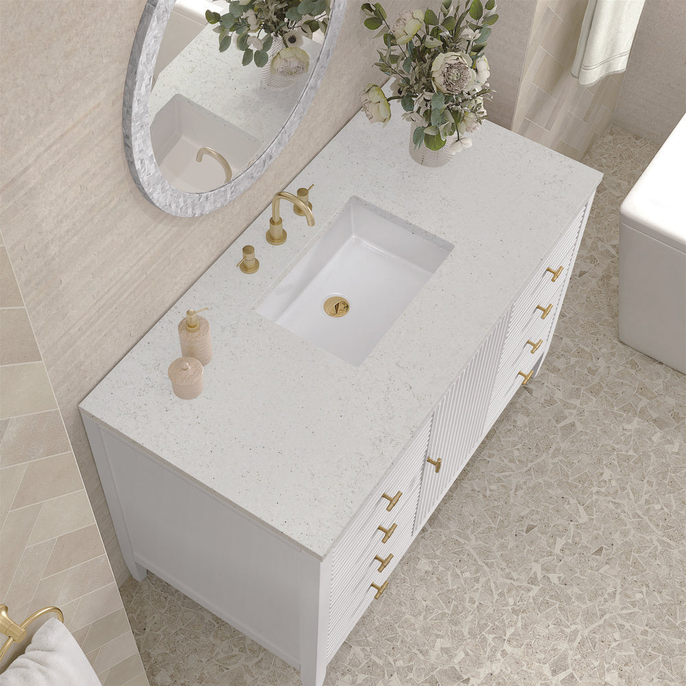 James Martin - Myrrin 48" Single Vanity, Bright White w/ 3 CM Lime Delight Silestone Top - 485-V48-BW-3LDL view 7