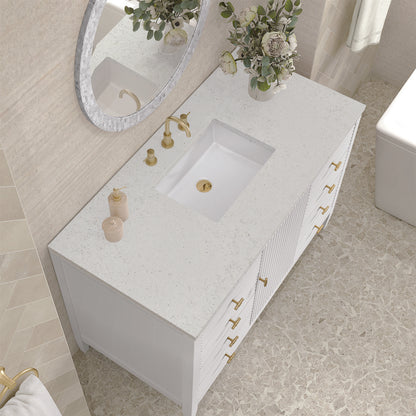 James Martin - Myrrin 48" Single Vanity, Bright White w/ 3 CM Lime Delight Silestone Top - 485-V48-BW-3LDL view 7