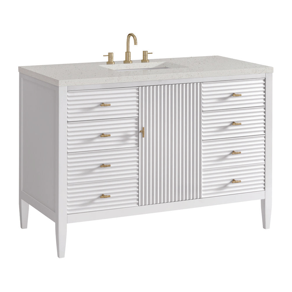 James Martin - Myrrin 48" Single Vanity, Bright White w/ 3 CM Lime Delight Silestone Top - 485-V48-BW-3LDL view 10