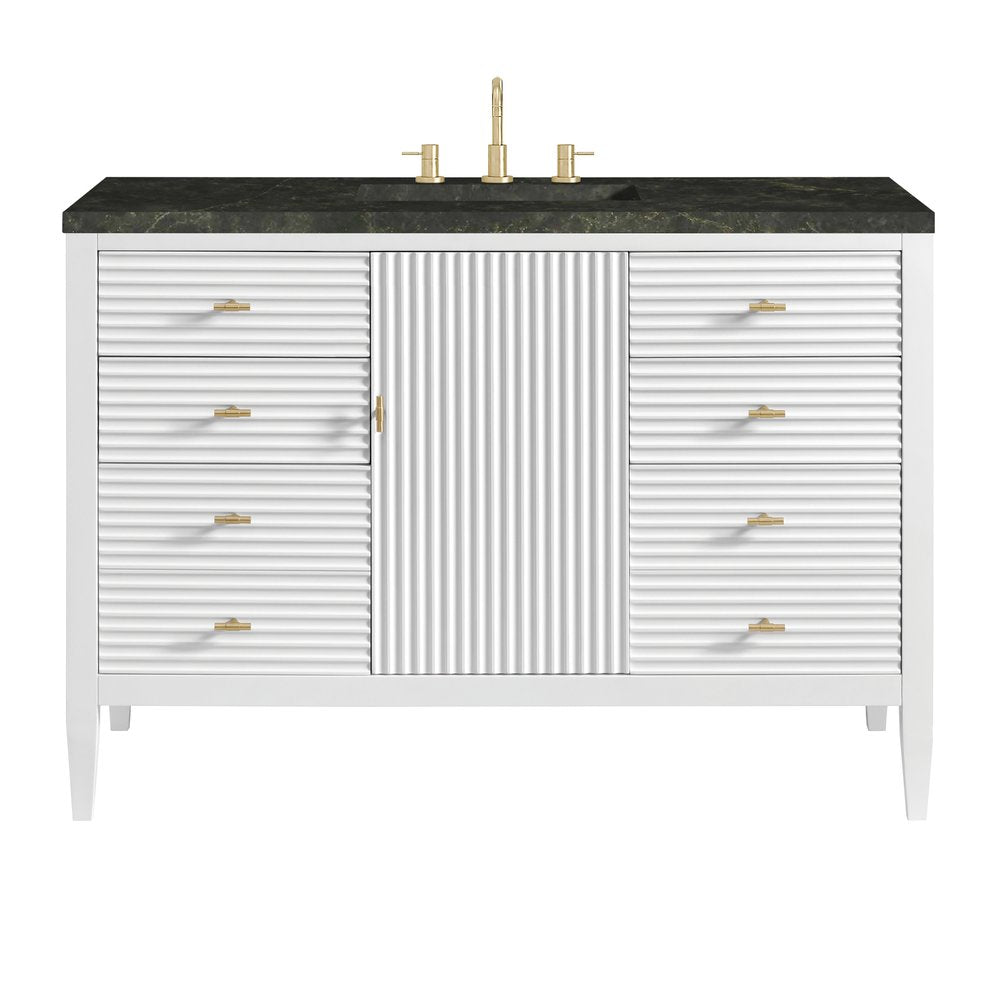 James Martin - Myrrin 48" Single Vanity, Bright White, w/ 3 CM Phantome Eclos Top - 485-V48-BW-3PHT view 1