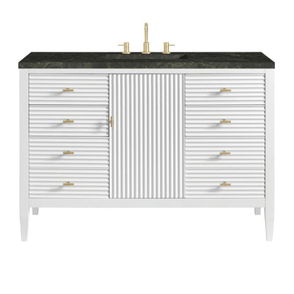James Martin - Myrrin 48" Single Vanity, Bright White, w/ 3 CM Phantome Eclos Top - 485-V48-BW-3PHT view 1