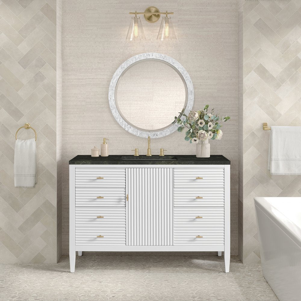 James Martin - Myrrin 48" Single Vanity, Bright White, w/ 3 CM Phantome Eclos Top - 485-V48-BW-3PHT view 3