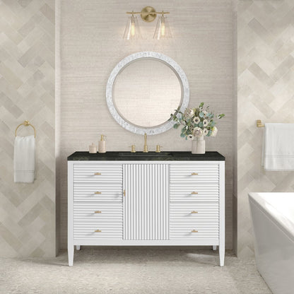 James Martin - Myrrin 48" Single Vanity, Bright White, w/ 3 CM Phantome Eclos Top - 485-V48-BW-3PHT view 3