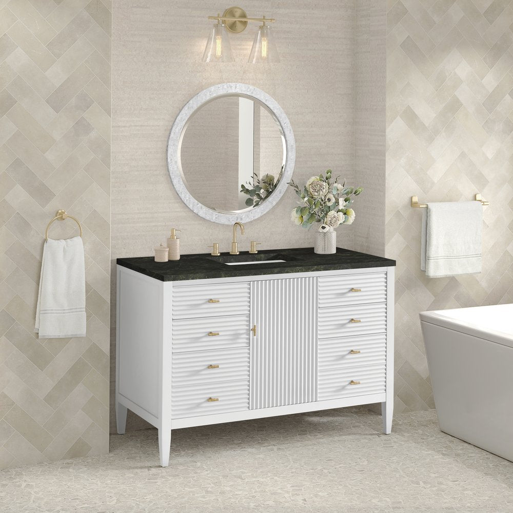 James Martin - Myrrin 48" Single Vanity, Bright White, w/ 3 CM Phantome Eclos Top - 485-V48-BW-3PHT view 4