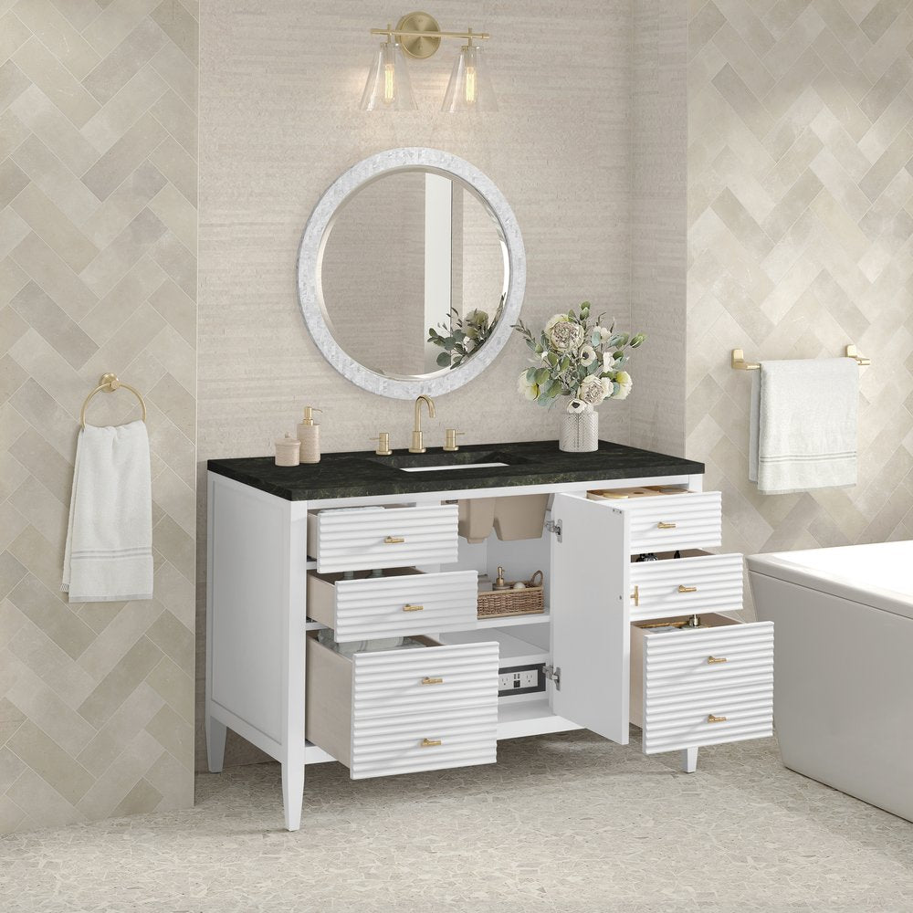James Martin - Myrrin 48" Single Vanity, Bright White, w/ 3 CM Phantome Eclos Top - 485-V48-BW-3PHT view 5
