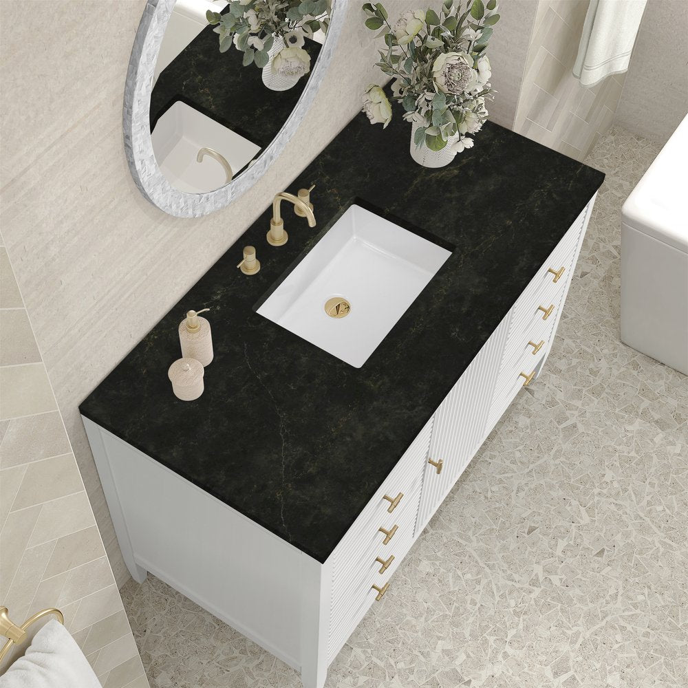 James Martin - Myrrin 48" Single Vanity, Bright White, w/ 3 CM Phantome Eclos Top - 485-V48-BW-3PHT view 7