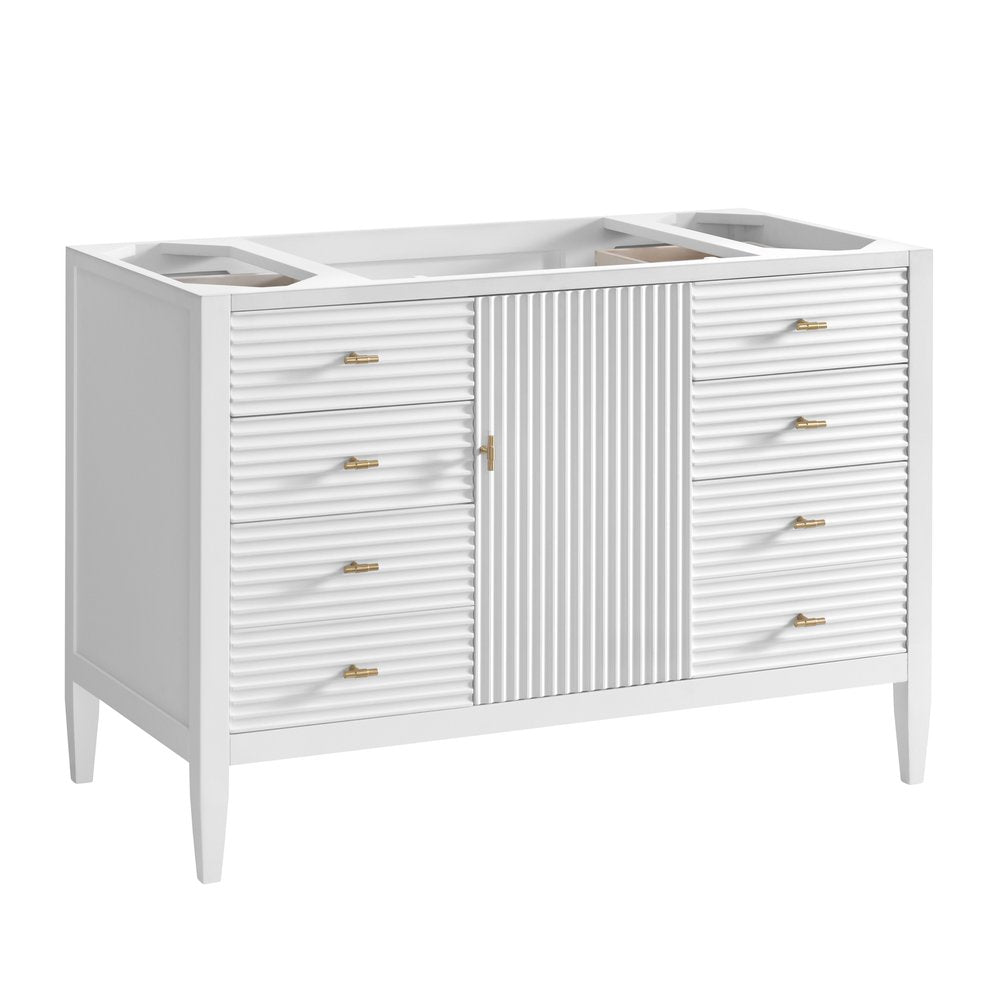 James Martin - Myrrin 48" Single Vanity, Bright White, w/ 3 CM Siberian Silestone Top - 485-V48-BW-3SFR view 2