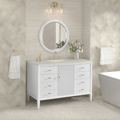 James Martin - Myrrin 48" Single Vanity, Bright White, w/ 3 CM Siberian Silestone Top - 485-V48-BW-3SFR view 4