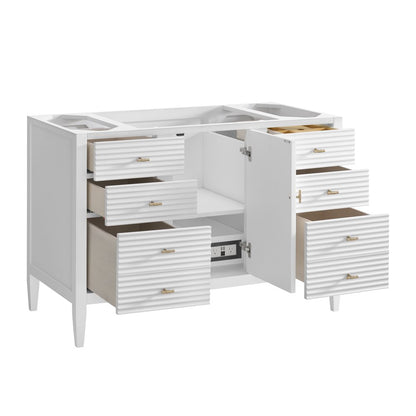 James Martin - Myrrin 48" Single Vanity, Bright White, w/ 3 CM Siberian Silestone Top - 485-V48-BW-3SFR view 8