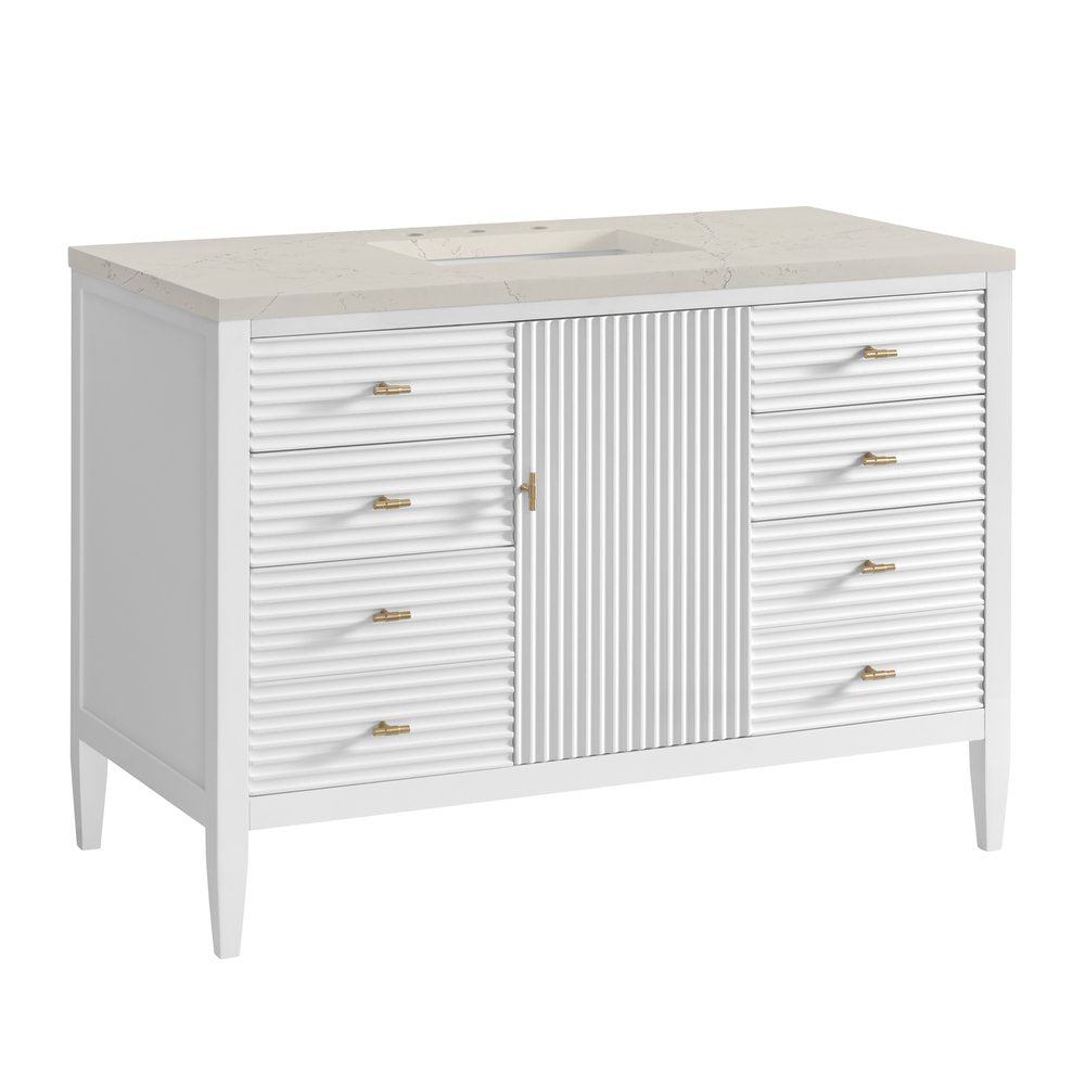 James Martin - Myrrin 48" Single Vanity, Bright White, w/ 3 CM Siberian Silestone Top - 485-V48-BW-3SFR view 10