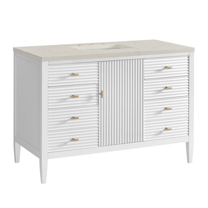 James Martin - Myrrin 48" Single Vanity, Bright White, w/ 3 CM Siberian Silestone Top - 485-V48-BW-3SFR view 10
