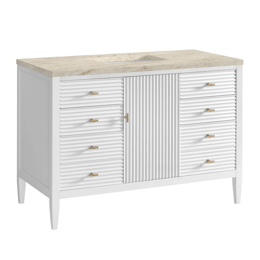 James Martin - Myrrin 48" Single Vanity, Bright White, w/ 3 CM Tajnar Eclos Top - 485-V48-BW-3TJR view 10