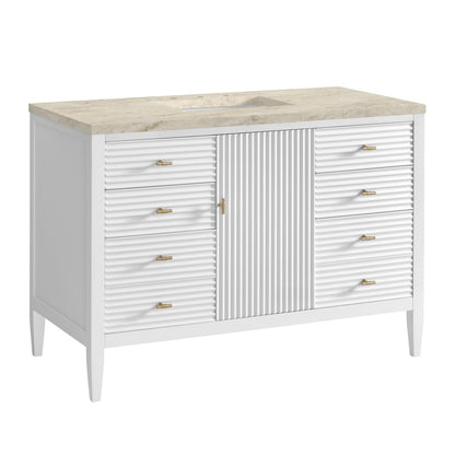 James Martin - Myrrin 48" Single Vanity, Bright White, w/ 3 CM Tajnar Eclos Top - 485-V48-BW-3TJR view 10