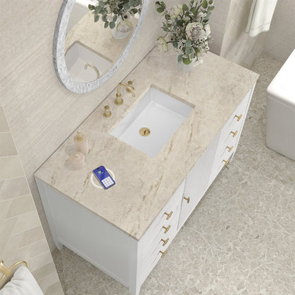 James Martin - Myrrin 48" Single Vanity, Bright White, w/ 3 CM Tajnar Eclos Top w/FreePower Wireless Charger - 485-V48-BW-FTJR view 6