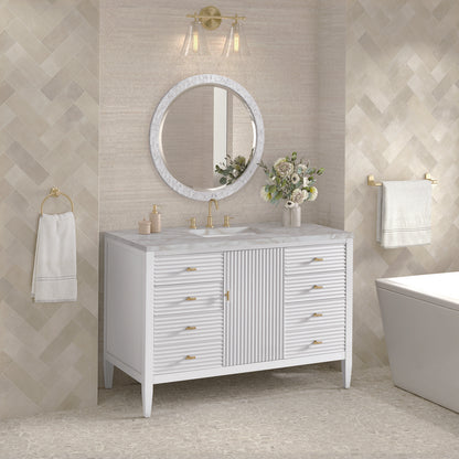 James Martin - Myrrin 48" Single Vanity, Bright White w/ 3 CM Victorian Silver Silestone Top - 485-V48-BW-3VSL view 4