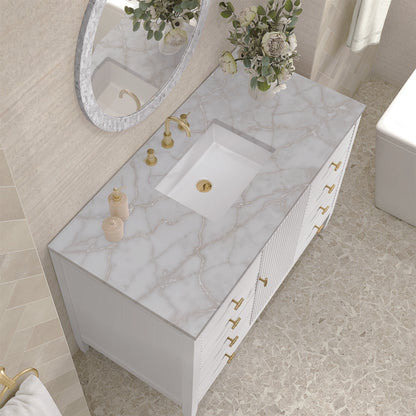 James Martin - Myrrin 48" Single Vanity, Bright White w/ 3 CM Victorian Silver Silestone Top - 485-V48-BW-3VSL view 7
