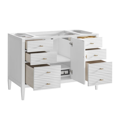 James Martin - Myrrin 48" Single Vanity, Bright White w/ 3 CM Victorian Silver Silestone Top - 485-V48-BW-3VSL view 8