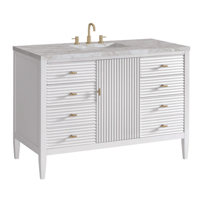 James Martin - Myrrin 48" Single Vanity, Bright White w/ 3 CM Victorian Silver Silestone Top - 485-V48-BW-3VSL view 10