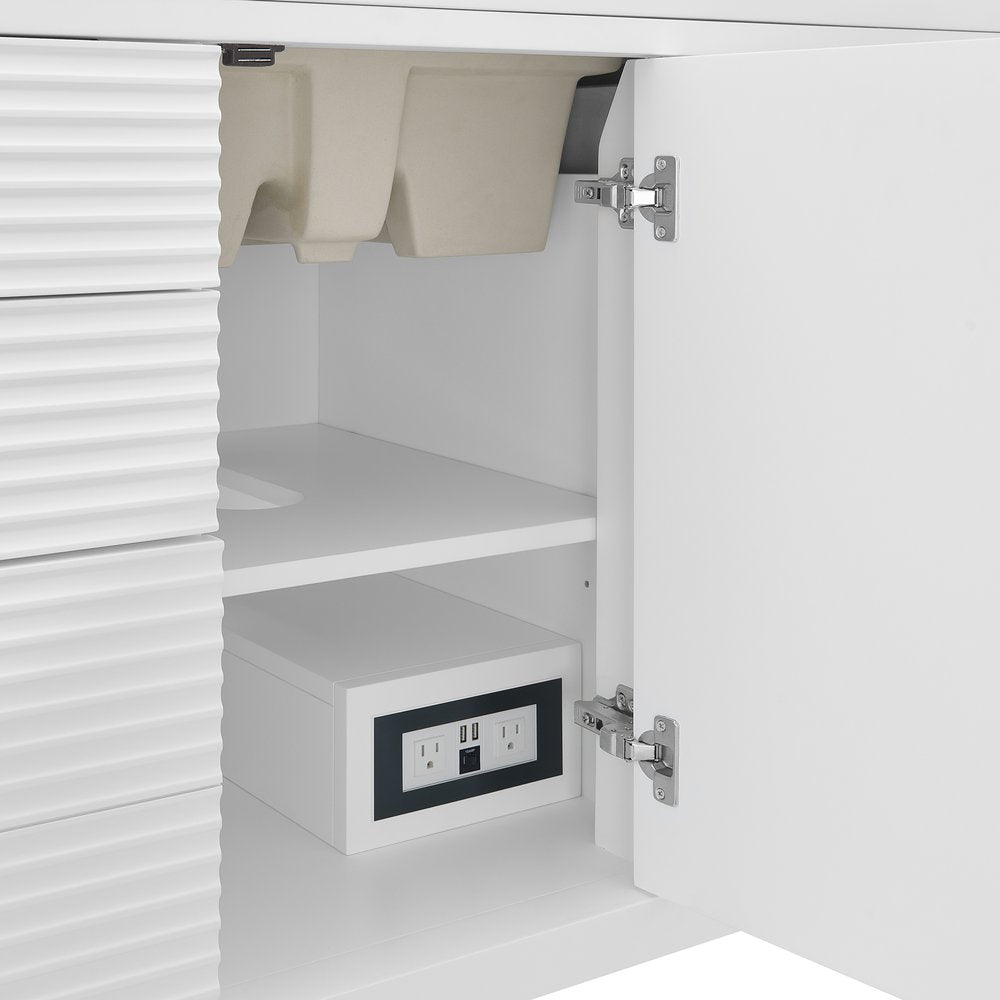 James Martin - Myrrin 48" Single Vanity, Bright White w/ 3 CM Victorian Silver Silestone Top - 485-V48-BW-3VSL view 12