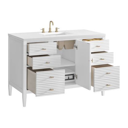 James Martin - Myrrin 48" Single Vanity, Bright White w/ 3 CM White Zeus Silestone Top - 485-V48-BW-3WZ view 10