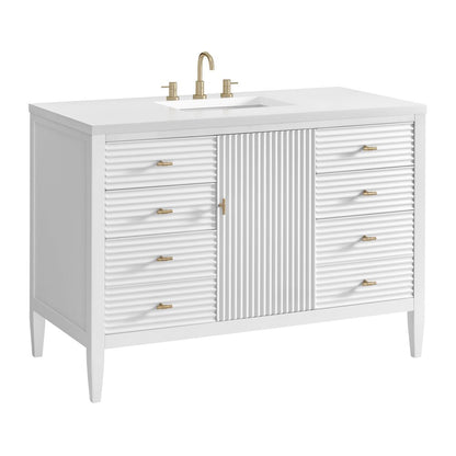 James Martin - Myrrin 48" Single Vanity, Bright White w/ 3 CM White Zeus Silestone Top - 485-V48-BW-3WZ view 12