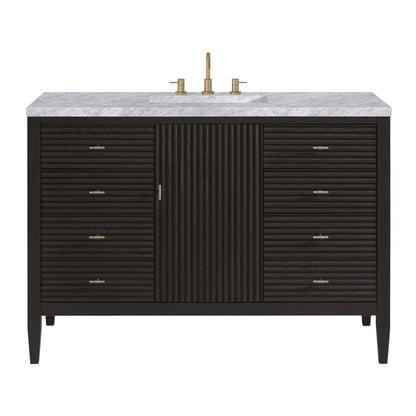James Martin - Myrrin 48" Single Vanity, Carbon Oak w/ 3 CM Carrara White Marble Top - 485-V48-CBO-3CAR view 1