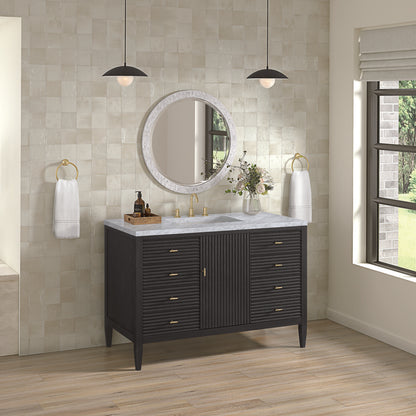James Martin - Myrrin 48" Single Vanity, Carbon Oak w/ 3 CM Carrara White Marble Top - 485-V48-CBO-3CAR view 4